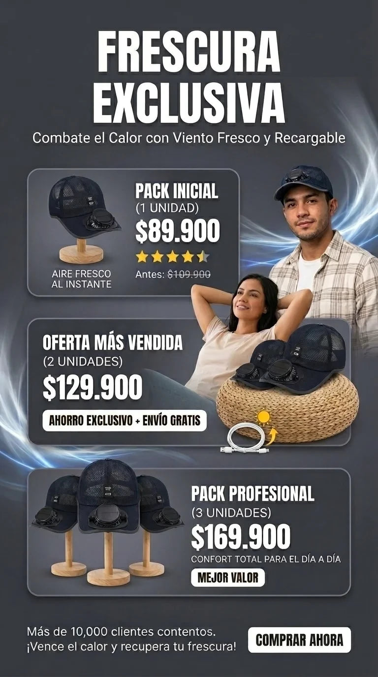 Gorra ventilador refrescante.