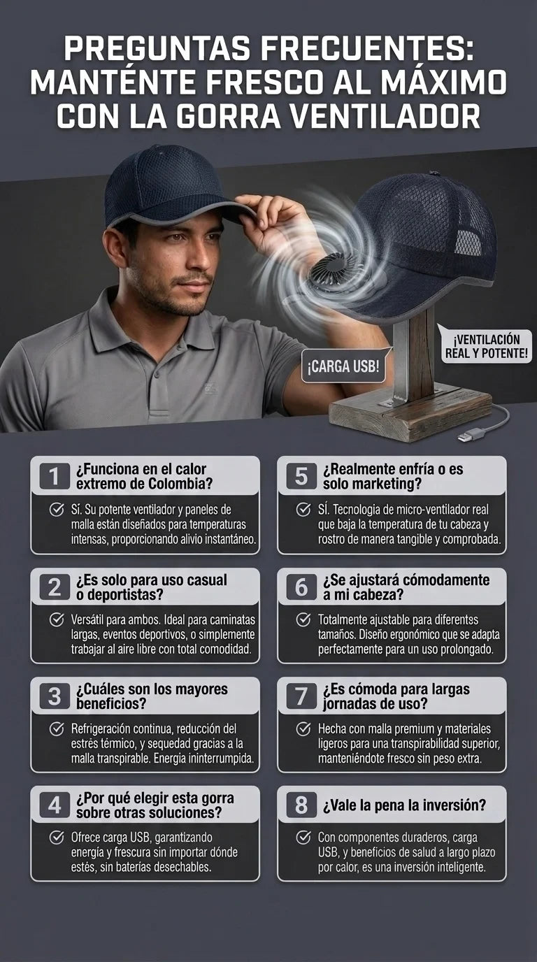 Gorra ventilador refrescante.